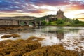 Scotland , Eilean Donan Castle at sunset - UK Royalty Free Stock Photo