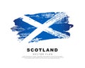 Scotland flag. Hand drawn blue and white brush strokes. Vector illustration isolated on white background