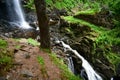 Scotland forests and waterfalls, cascade of water falling from the rocks