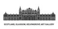 Scotland, Glasgow, Kelvingrove Art Gallery, travel landmark vector illustration Royalty Free Stock Photo