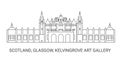 Scotland, Glasgow, Kelvingrove Art Gallery, travel landmark vector illustration Royalty Free Stock Photo