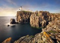 Scotland landscape with sea coast cliff at sunset, Neist point - Isle of skye Royalty Free Stock Photo