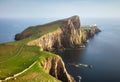 Scotland landscape with sea coast cliff at sunset, Neist point - Isle of skye Royalty Free Stock Photo