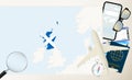 Scotland map and flag, cargo plane on the detailed map of Scotland with flag Royalty Free Stock Photo