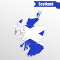 Scotland map with flag inside and ribbon Royalty Free Stock Photo