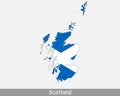 Scotland Flag Map. Map of Scotland with the Scottish national flag isolated on a white background. United Kingdom, UK. Vector Illu Royalty Free Stock Photo