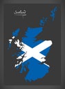 Scotland map with Scottish national flag illustration