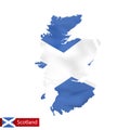 Scotland map with waving flag of country. Royalty Free Stock Photo