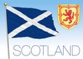 Scotland official national flag and coat of arms, UK