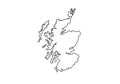 Scotland outline map national borders country shape vector illustration Royalty Free Stock Photo