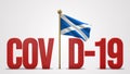 Scotland realistic 3D flag and Covid-19 illustration.