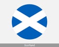 Scotland Round Circle Flag. Scottish Circular Button Banner Icon. St Andrew`s Cross, The Saltire EPS Vector