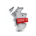 Scotland simple 3D map with covid-19 red label 3D Rendering.