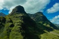 Scotland-Three Sister Mountain range in Glencoe Royalty Free Stock Photo