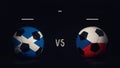 Scotland vs Czech Republic Euro 2020 football matchday announcement. Two soccer balls with country flags, showing match