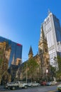 Scots Church and Westpac bank building on Collins street in Melbourne Royalty Free Stock Photo