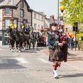 A Piper in the May Day parade in Penrith, Cumbria Royalty Free Stock Photo