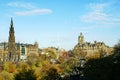 Scott Monument and Balmoral Hotel in Princes Street Gardens, in Edinburgh, Scotland Royalty Free Stock Photo