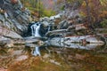 Scott`s Run waterfall in autumn.Scott`s Run Nature Preserve.Fairfax County.Virginia.USA