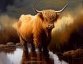 A Scottish Art: A Portrait of a Stubborn, Decisive Cow Standing in Deep, Wet Mud