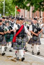 Scottish bagpipe orchestra parade Royalty Free Stock Photo