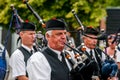 Scottish bagpipe orchestra parade Royalty Free Stock Photo