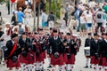 Scottish bagpipe orchestra parade Royalty Free Stock Photo