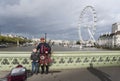 A Scottish bagpiper in London, UK