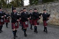 Scottish bagpipers playing before king charles III arrival