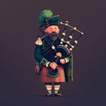 Scottish bagpipes. Vector illustration. Isolated on black background. Royalty Free Stock Photo