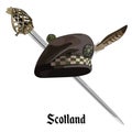 Scottish balmoral bonnet and Scottish Highland backsword