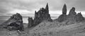 Scottish basaltic landscape in Skye isle. Old man of Storr