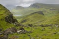 Scottish basaltic landscape in Skye isle. Quiraing. Scotland. UK