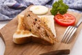 Scottish breakfast with smoked mackerel and sliced bread Royalty Free Stock Photo