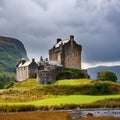 Scottish castle in the rain, AI generated Royalty Free Stock Photo