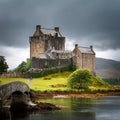 Scottish castle in the rain, AI generated Royalty Free Stock Photo