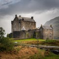 Scottish castle in the rain, AI generated Royalty Free Stock Photo