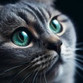 Scottish cat with big green eyes close-up. Realistic drawing Royalty Free Stock Photo
