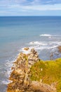 Scottish coastline with rocks and blue sea