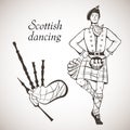 Scottish dancer and Bagpipes