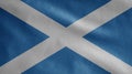 Scottish flag waving in the wind. Close up of Scotland banner blowing soft silk