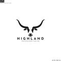 Scottish highland cow. Logo template