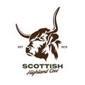 Scottish Highland cow vector illustration logo design