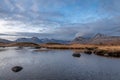 Scottish highland stream over looking Black Mount mountain range Royalty Free Stock Photo