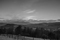 Scottish Hillside at Crieff Sunset B&W.