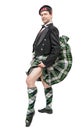 Scottish man in traditional national costume with blowing kilt Royalty Free Stock Photo