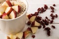 Scottish oatmeal with apple and dried cranberry