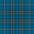 Scottish plaid blue and orange seamless checkered vector pattern