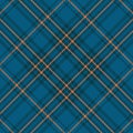 Scottish plaid blue and orange seamless checkered vector pattern