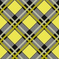 Scottish plaid, MacLeod tartan seamless pattern, three black stripes over the yellow field